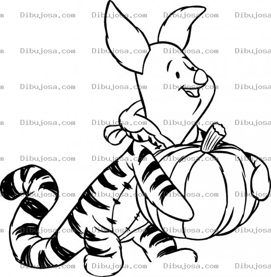 Dibujo para colorear Colorear a Piglet vestido de Tiger