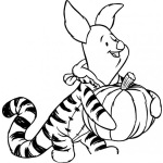 Dibujo para colorear Colorear a Piglet vestido de Tiger