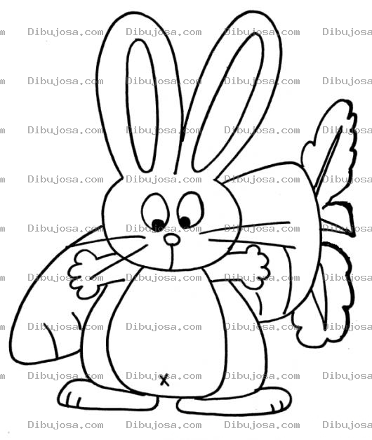 Dibujo para colorear Dibujo De Conejo Escondiendo Una Zanahoria Para Colorear