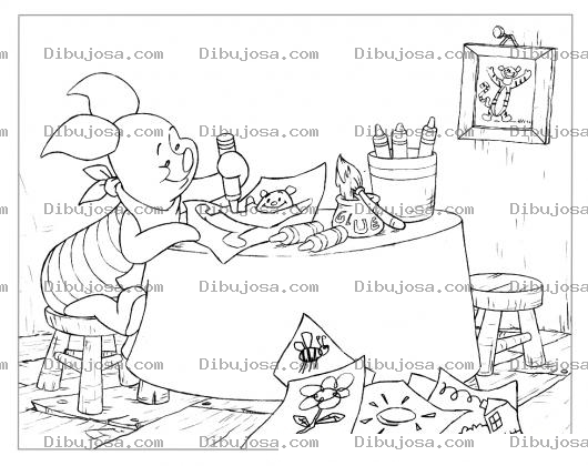 Dibujo para colorear Colorear a piglet coloreando a guini