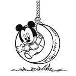 Dibujo para colorear El Hijo De Mickeymouse Jugando En Un Neumatico Para Colorear