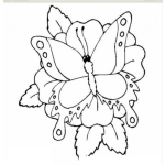 Dibujo para colorear mariposa sobre una flor para dibujar