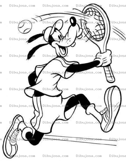 Dibujo para colorear Dibujo De Goofy Jugando Tennis
