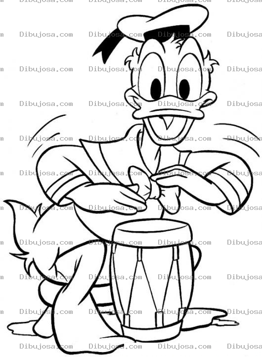 Dibujo para colorear Dibujo De Pato Donal Tocando Los Timbales