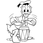 Dibujo para colorear Dibujo De Pato Donal Tocando Los Timbales