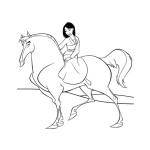 Dibujo para colorear Dibujo De La Princes Jasmin En Su Caballo Para Colorear