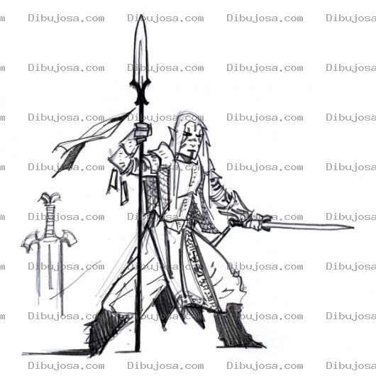 Dibujo para colorear Colorear Guerrero Con Espada Y Lanza