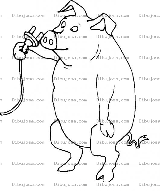 Dibujo para colorear Colorear Cerdo Parado En 2 Patas