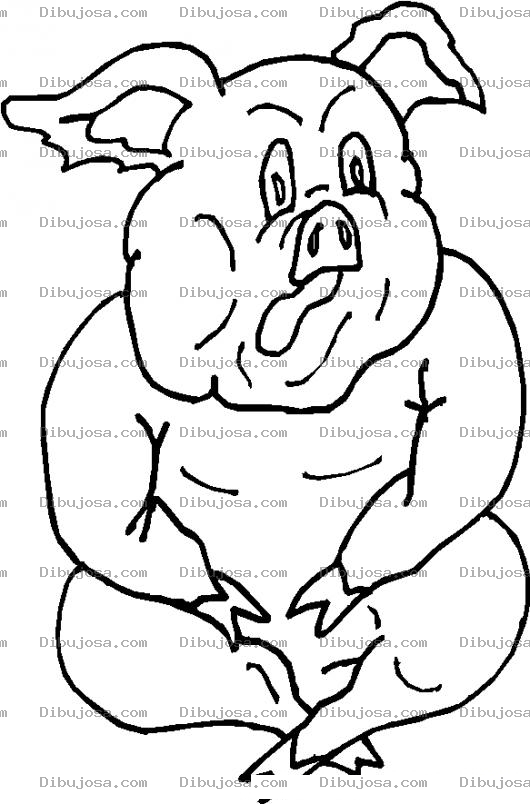 Dibujo para colorear Colorear Un Cerdito Coche Marrano Puerco Chancho Sentado