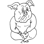 Dibujo para colorear Colorear Un Cerdito Coche Marrano Puerco Chancho Sentado