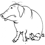 Dibujo para colorear Colorear Cerdo Cansado