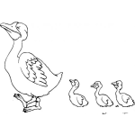 Dibujo para colorear Colorear Mama Cisne Con Sus 3 Hijos Cisnesitos