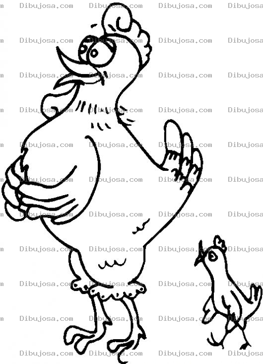 Dibujo para colorear Colorear Mama Gallina Con Su Hijo Pollito