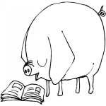 Dibujo para colorear Colorear Cerdo Leyendo Un Libro