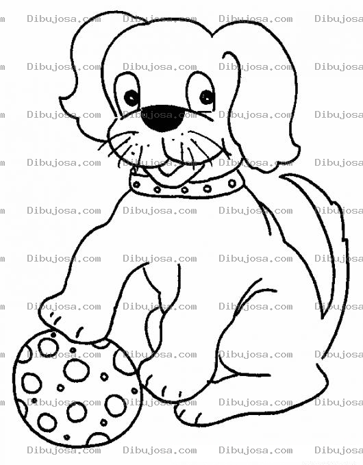 Dibujo para colorear Colorear Perrito Jugando Pelota