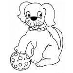 Dibujo para colorear Colorear Perrito Jugando Pelota