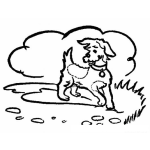 Dibujo para colorear Colorear Perrito En Jardin