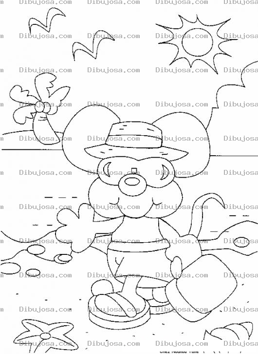 Dibujo para colorear Colorear Raton En La Playa En Verano