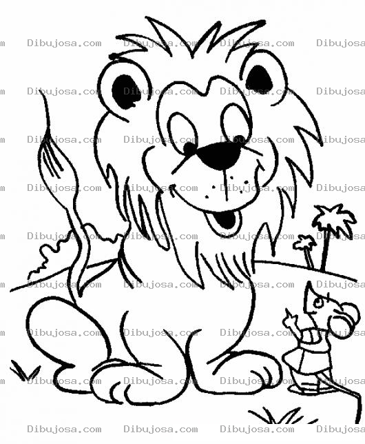 Dibujo para colorear Colorear Leon Hablando Con Un Raton