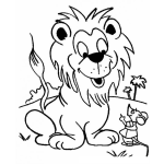 Dibujo para colorear Colorear Leon Hablando Con Un Raton