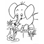 Dibujo para colorear Colorear Elefante Con Cocodrilo