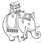 Dibujo para colorear Colorear Ninos Sobre Un Elefante De Circo