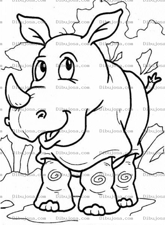 Dibujo para colorear Colorear Rinoceronte Bebe