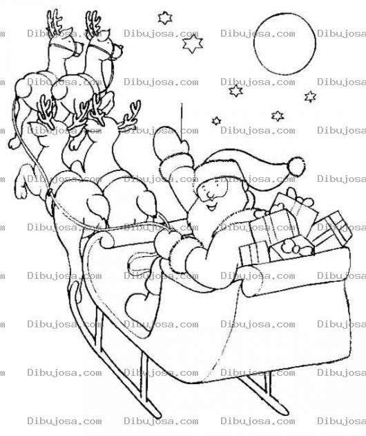 Dibujo para colorear Colorear A Santa Diciendo Adios En Su Trineo Halado Por Renos