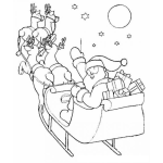 Dibujo para colorear Colorear A Santa Diciendo Adios En Su Trineo Halado Por Renos
