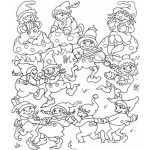 Dibujo para colorear Colorear Duendesitos De Santa En Gran Fiesta Bailando