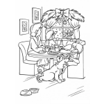 Dibujo para colorear Colorear Mama Soltera Con Sus Hijos En La Cena De Navidad