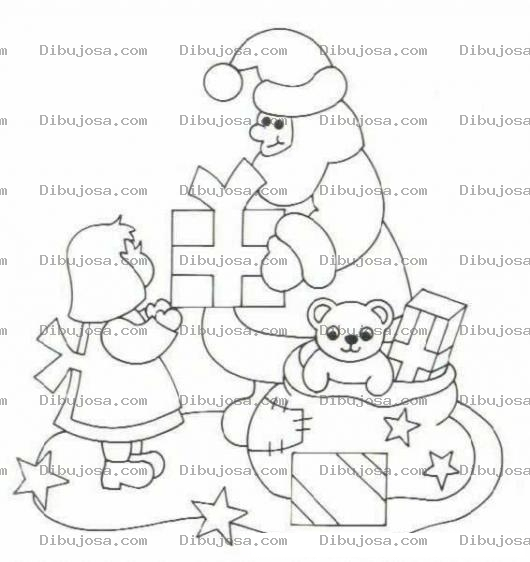 Dibujo para colorear Dibujo De Santa Claus Dando Un Regalo A Una Nena