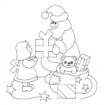 Dibujo para colorear Dibujo De Santa Claus Dando Un Regalo A Una Nena