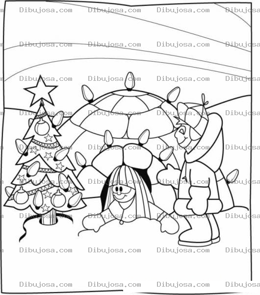 Dibujo para colorear Dibujo De Esquimales En Navidad Para Colorear Y Pintar Online