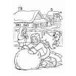 Dibujo para colorear Haciendo Una Bola De Nieve Gigante Para Colorear
