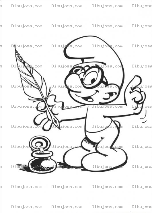 Dibujo para colorear Colorear Pitufo con Pluma