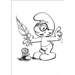 Dibujo para colorear Colorear Pitufo con Pluma